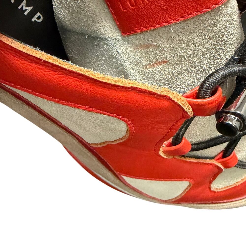 Longchamp Orange Red Tan Leather & Suede Sneakers - Picture 8 of 11